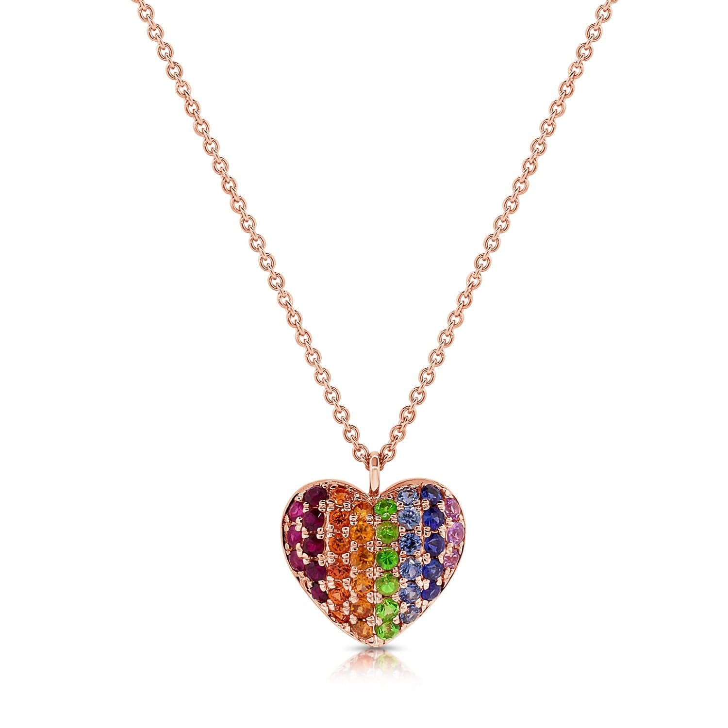 Sabrina Designs 14k Gold Rainbow Sapphire Heart Necklace AAN711