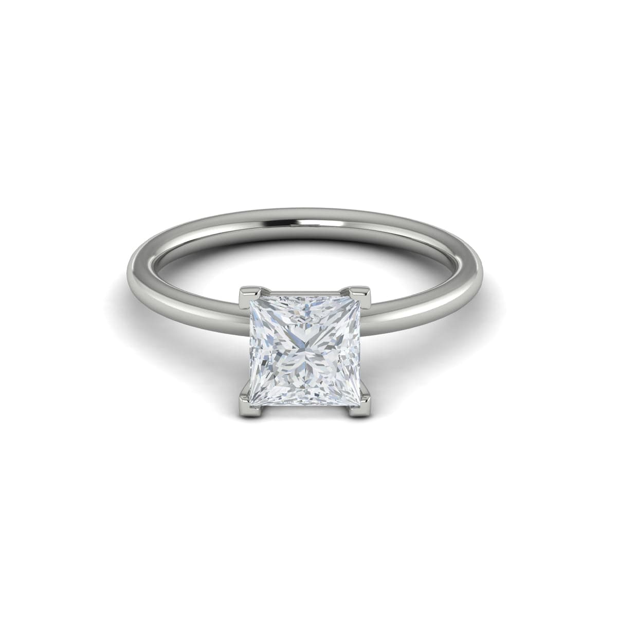 Princess Cut Solitaire Diamond Engagement Ring in Thin Band