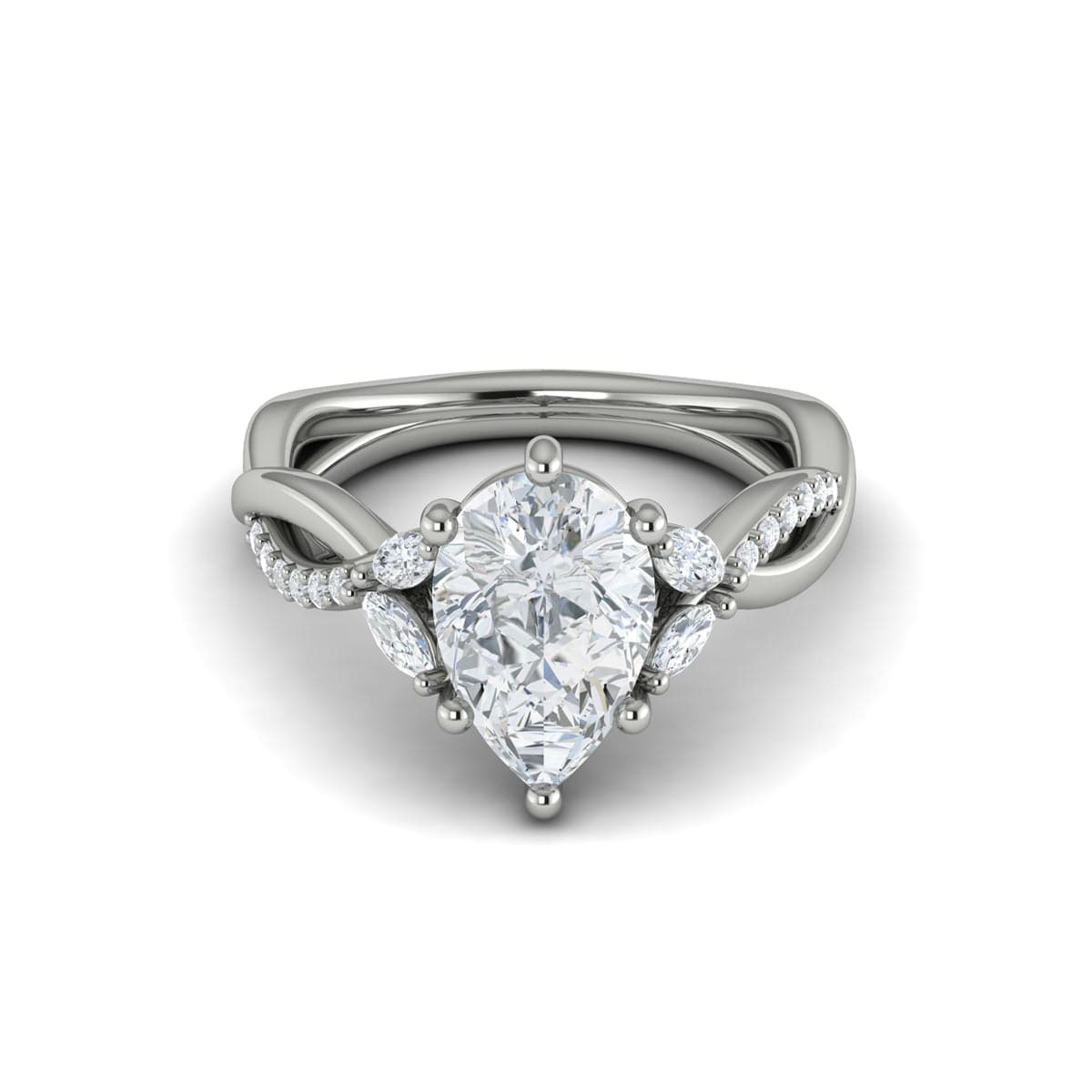 Vintage Style Pear Shaped Engagement Ring with Twist Band