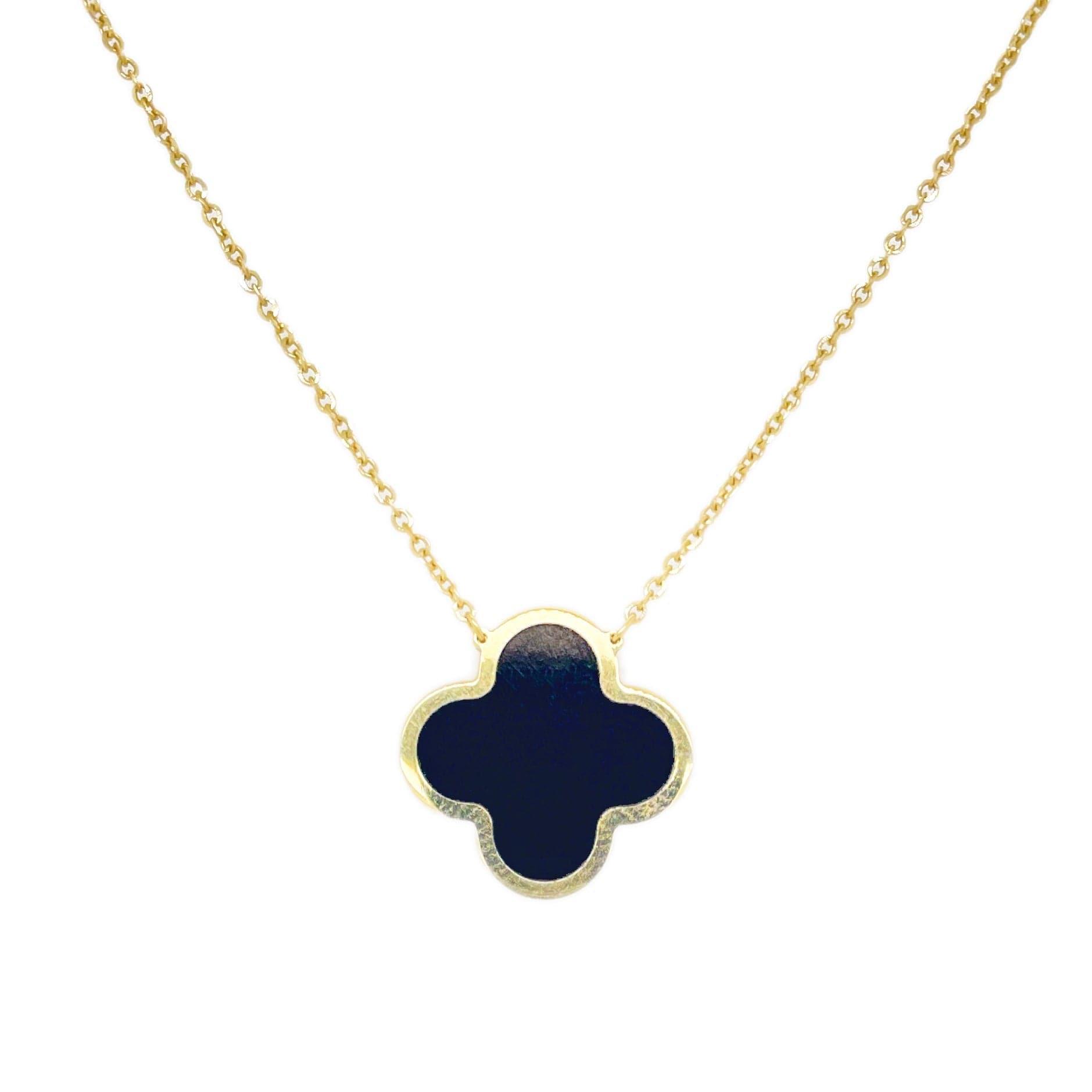 Jewelry Van Cleef Arpels Black Clover Necklace 14k Gold Onyx