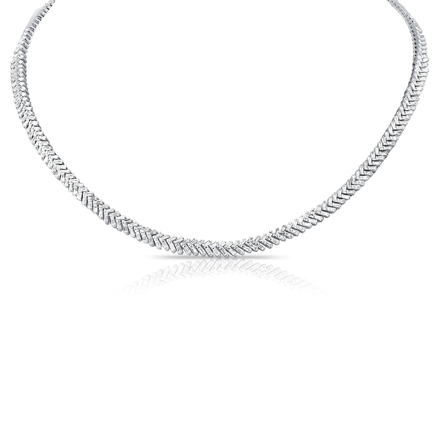 14k Gold Diamond Herringbone Necklace