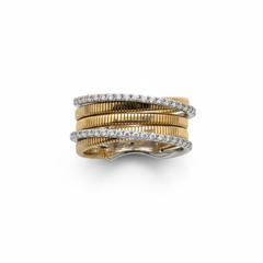 0.22 tcw Natural Diamonds and 14k Yellow Gold Multirow Overlapping Ring