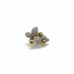 3.410 tcw Natural Diamond Two Tone East West Flower Ring