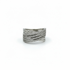 0.58 tcw Natural Diamonds and 14k White Gold Crossover Ring