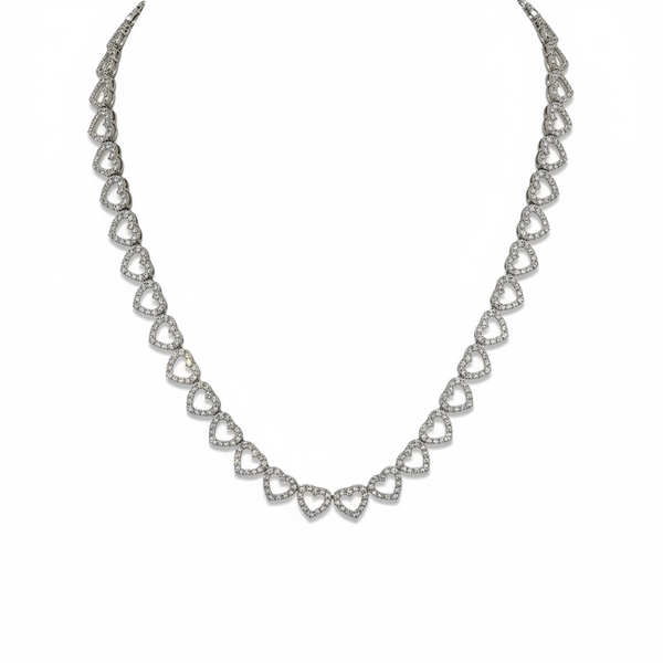 8.36 tcw Natural Heart Tennis Necklace display picture 2