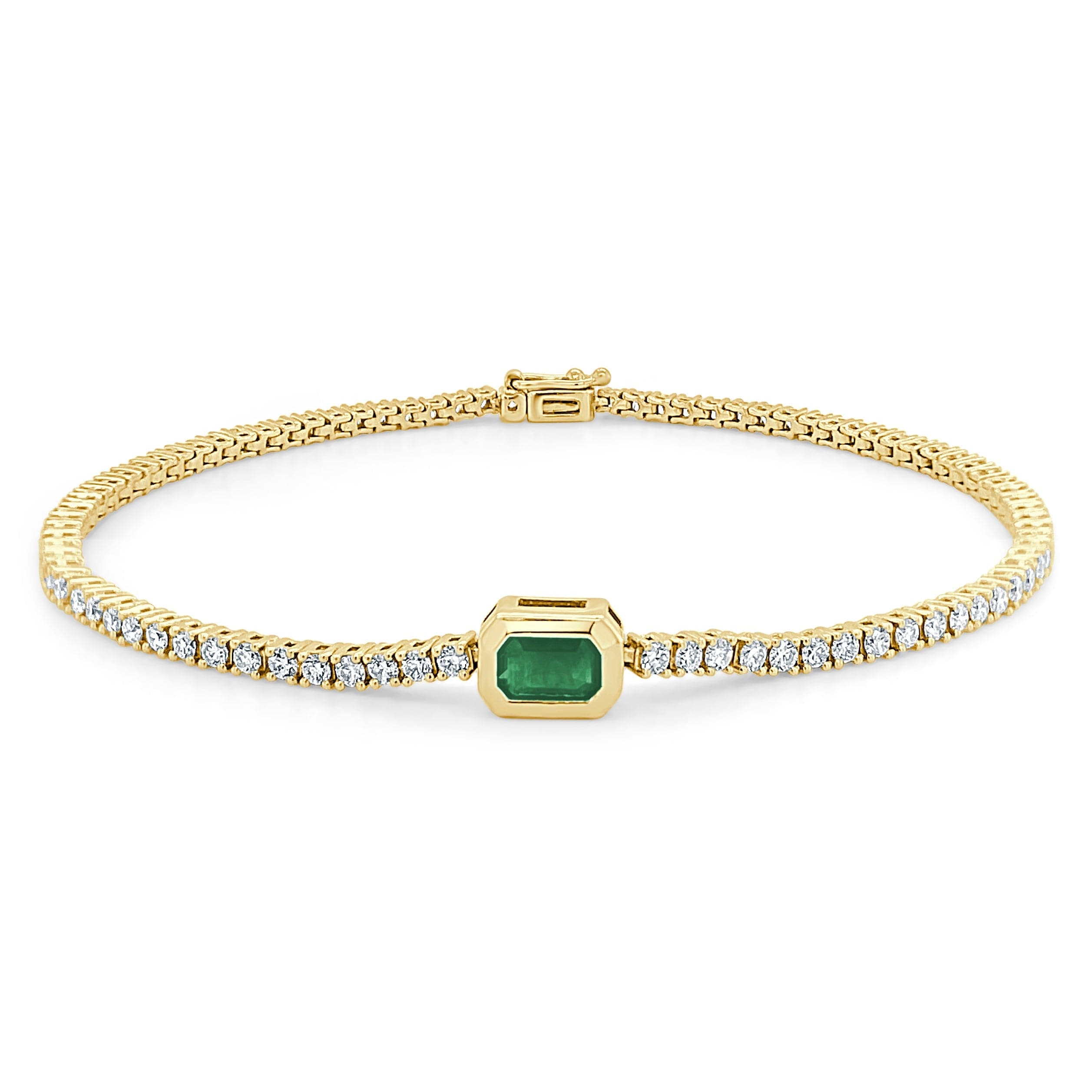 Emerald and diamond tennis deals bracelet 14k