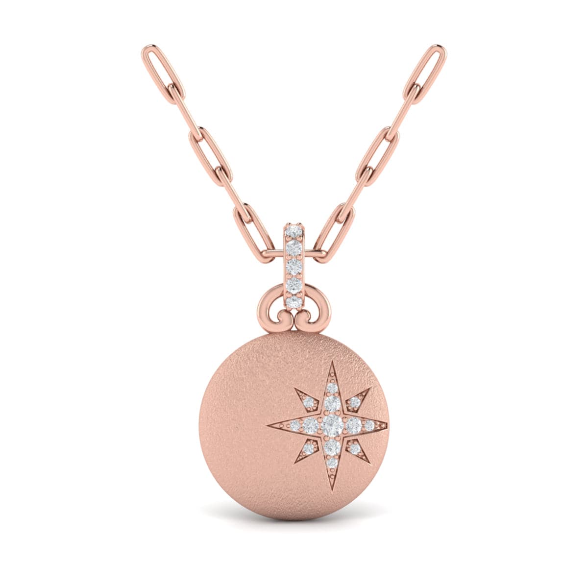 Diamond Star Pendant Link Necklace